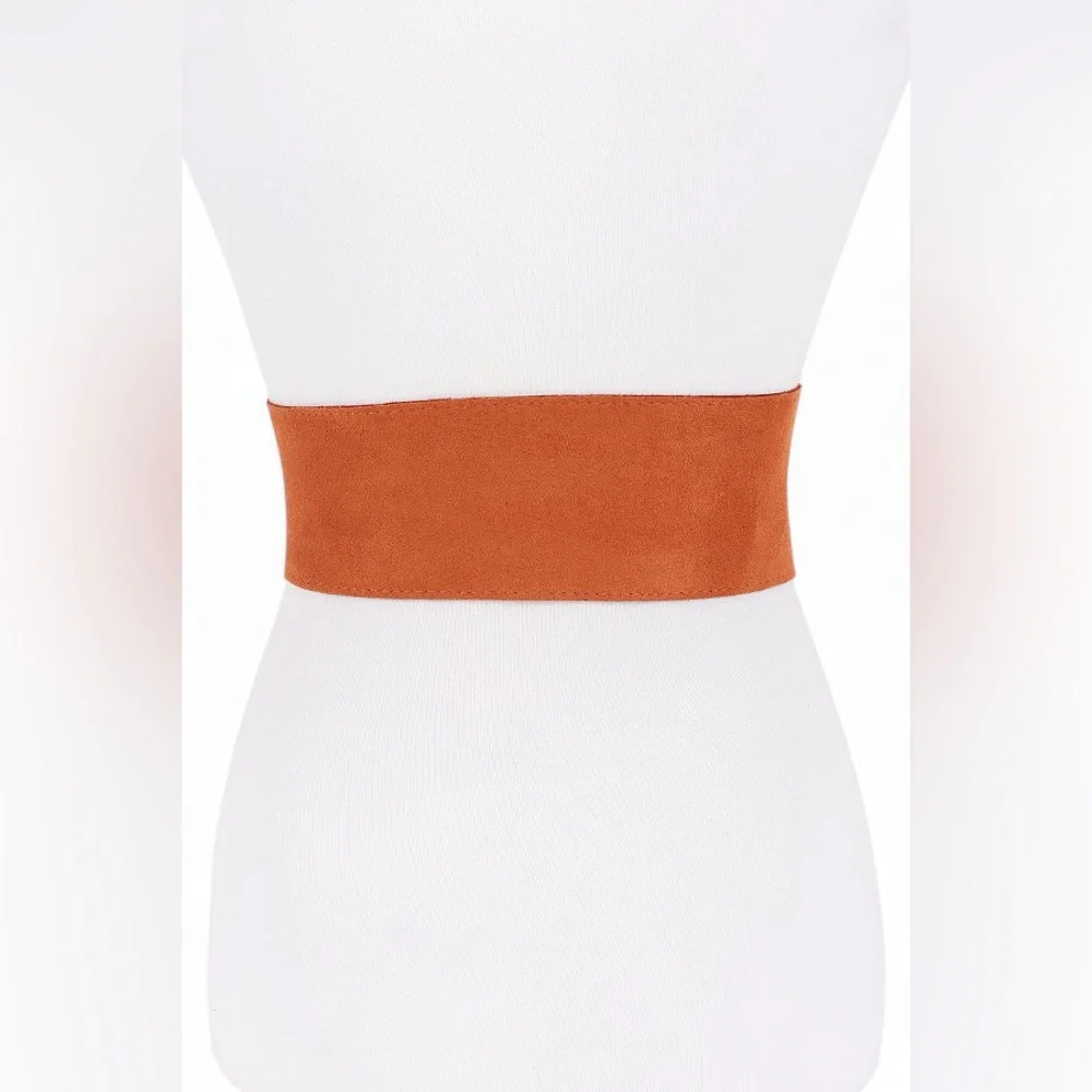 Oversized Black Vegan Suede Statement Belt